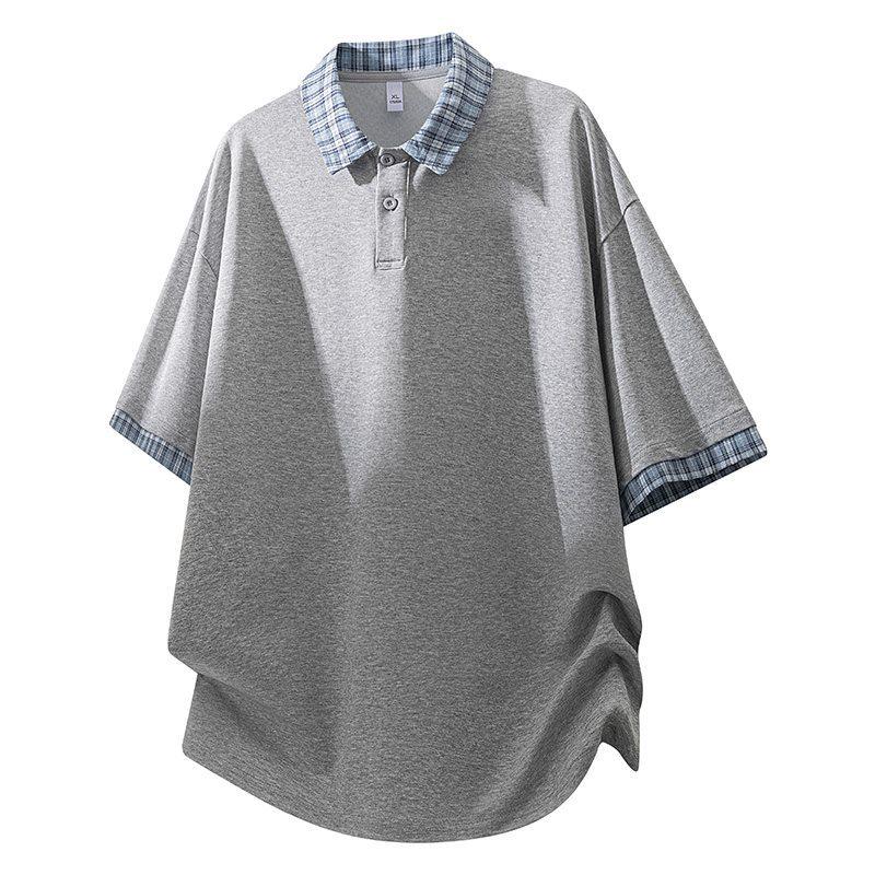 Men's Retro Faux Two-Piece Short-Sleeve Lapel T-Shirt