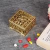 12pcs Square Hollow Plastic Gift Box Candy Boxes Wedding Birthday Party DecorationGold