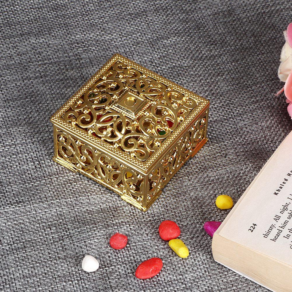 12pcs Square Hollow Plastic Gift Box Candy Boxes Wedding Birthday Party DecorationGold
