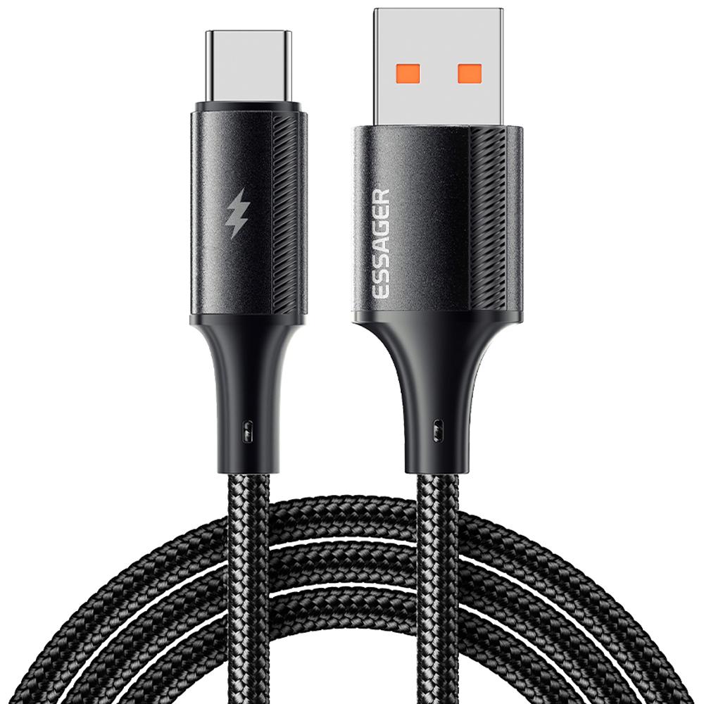 ESSAGER 1m USB-A to Type-C 120W Braided Cable for Xiaomi Phone Fast Charging Data Cable A