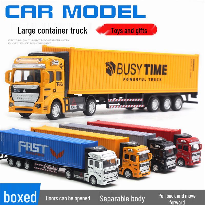 Kids' Pull-Back Alloy Container Transport and Tanker Trailer Truck Toy Model