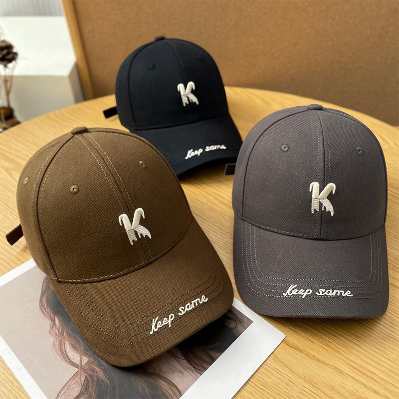 K Letter Embroidered Hard Top Sunshade Baseball Cap Men's Spring and Summer Wide Brim Showing Face Small Sunscreen Versatile Cap