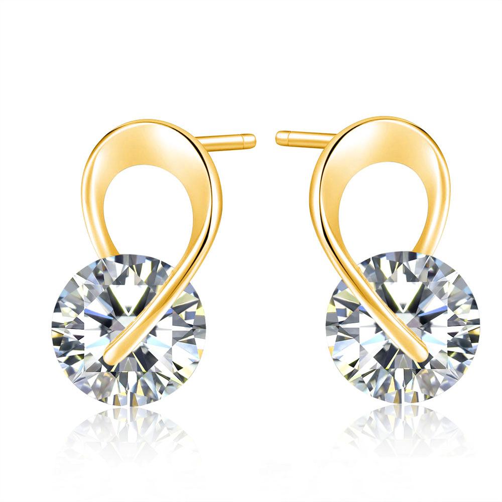 

Rotating Stud Earring For Women 9 Shaped Zircon Copper Plated Rose Gold Color Party Daily Fashion Jeweley KAE070