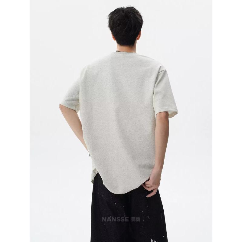 Men Crew Neck Short Sleeve T Shirt With Zip Pocket Loose Fit Casual Daily Tops