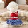 Luxury Plaid Dog Dress College Style Dog Clothes Autumn Warm Puppy Shirt Skirt Cute Bow Cat Princess Dress Chihuahua Pet Apparel