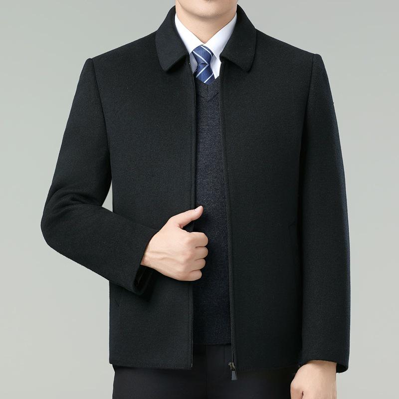 Men's Double-Sided Cashmere Winter Jacket: Thick Wool Coat for Middle-Aged Dads