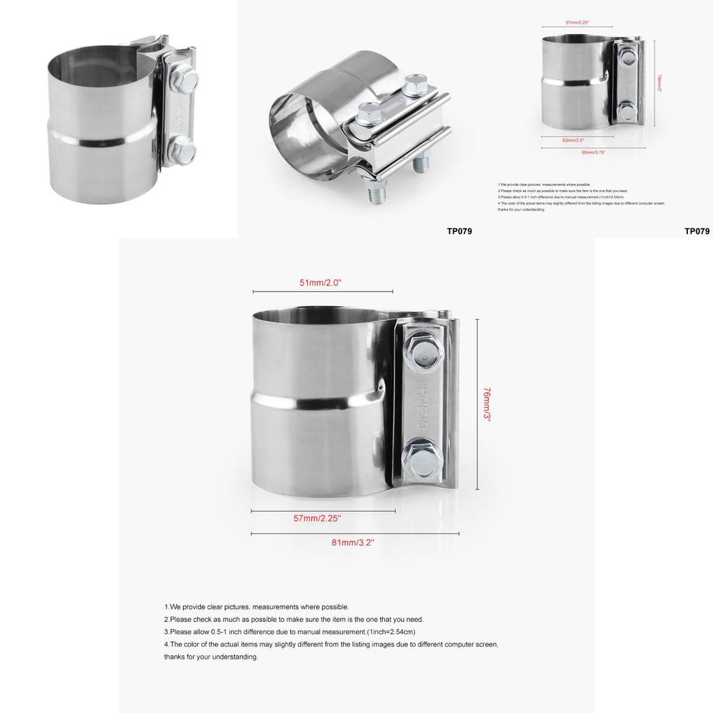 Premium Quality 2.25" To 2.5" Stainless Exhaust Band Clamp Step Clamps For Catback Muffler