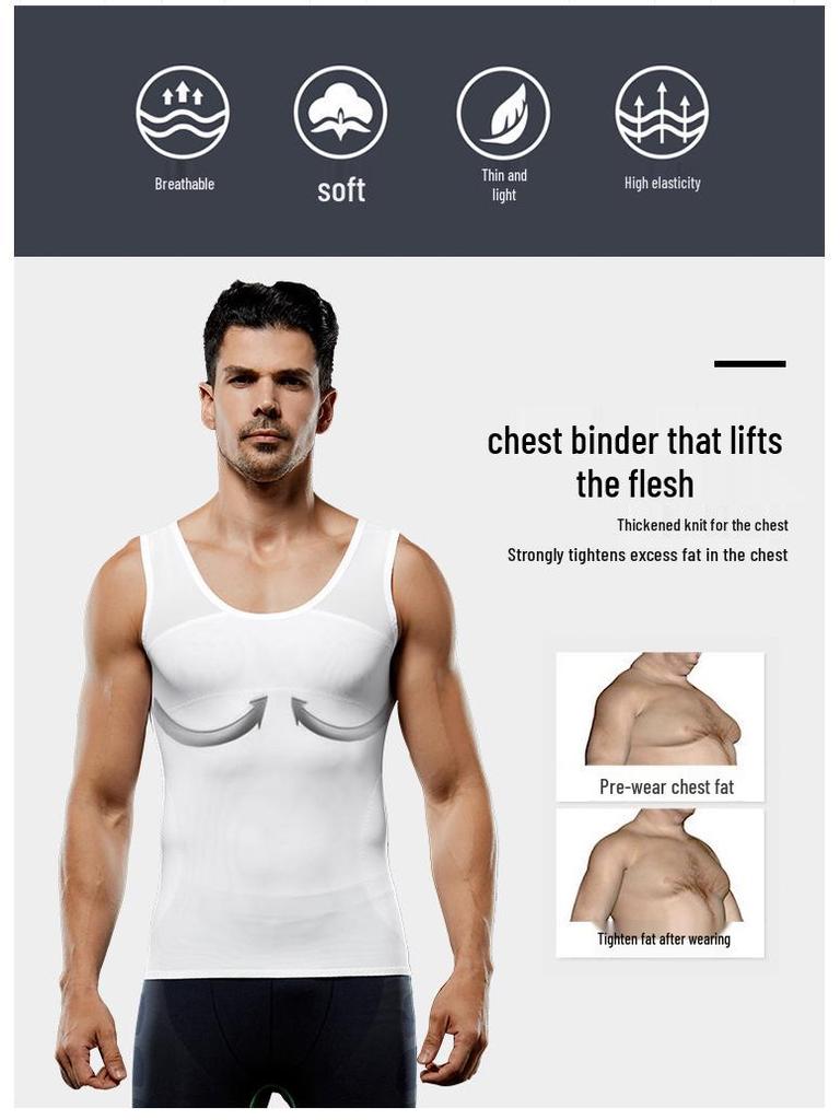 Breathable Chest Binder Men's Tummy Control Tight Vest Shapewear