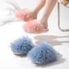 Long haired Baotou cotton slippers, home plush slippers, candy colored indoor plush slippers