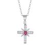 GemChic Women's Exquisite Embed Zircon Cross Love Shape Pendant Necklace Female Simple Clavicle Chain Birthday Christmas Jewelry Gift
