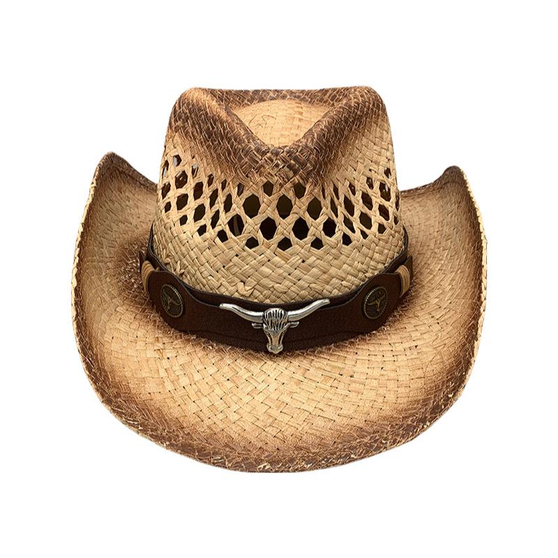 Western Men'S Outdoor Beach Hat Sun Hat Cowboy Straw Hat Women'S Big Eaves Sun Protection Adult