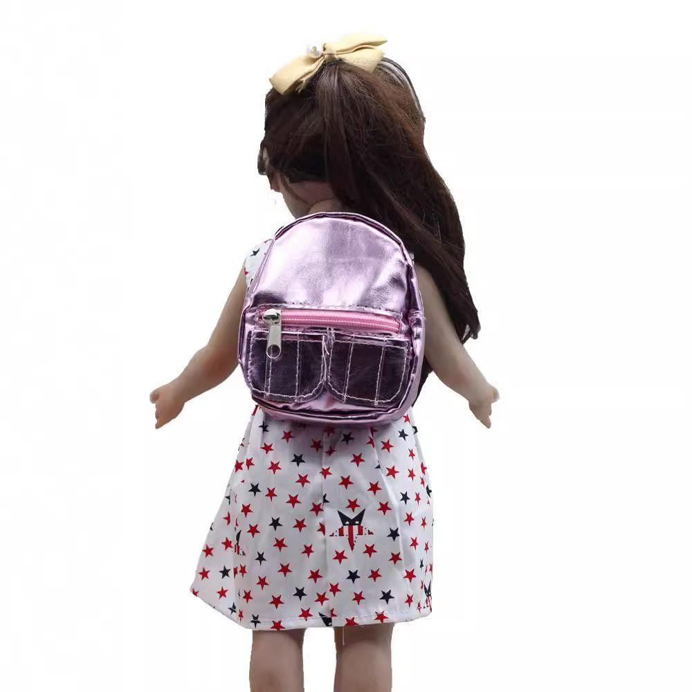 Girl Schoolbag 18inches Doll Backpack Pink Silver Mini Knapsack Fashion Doll Backpack  Kids Gifts