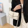 New Trendy Vintage Single-Shoulder Handbag Winter Solid Color Versatile Crossbody Small Square Bag