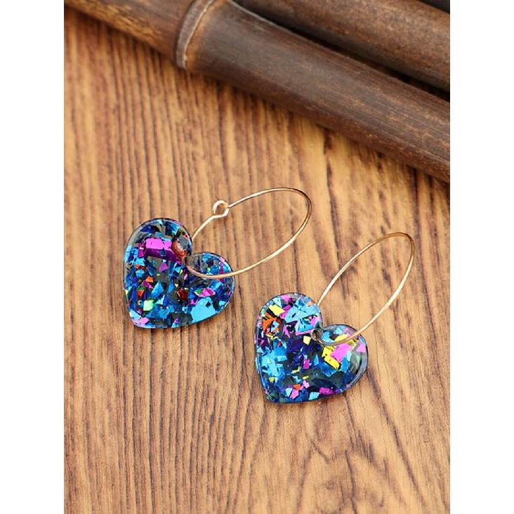 1 Pair New Valentine's Heart-Shaped Acrylic Earrings, Candy Color Heart Pendant Earrings, Valentine's Gift Valentines