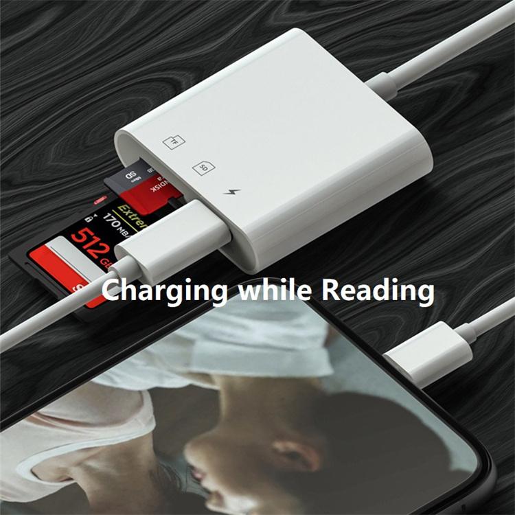 Top Seller SD Memory Card Reader 3 in 1 Card Reader PD Charging Writer for Apple IOS 8pin Smart Card Reader