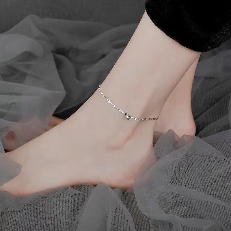 Lucky Beads Anklet For Women  Trendy Simple Flash Ankle Chain Spring Summer Jewelry Gift
