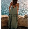 Spring New Sexy Open Back Vacation Style V Neck Mid-Length Camisole Elegant Midi Skirt Dress 8338302
