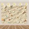 2_ Fotografia - Sfondo - Estate - Spiaggia - Sabbia - Oceano - Conchiglia - Decorazione - Banner Sfondo - Fibra di Poliestere