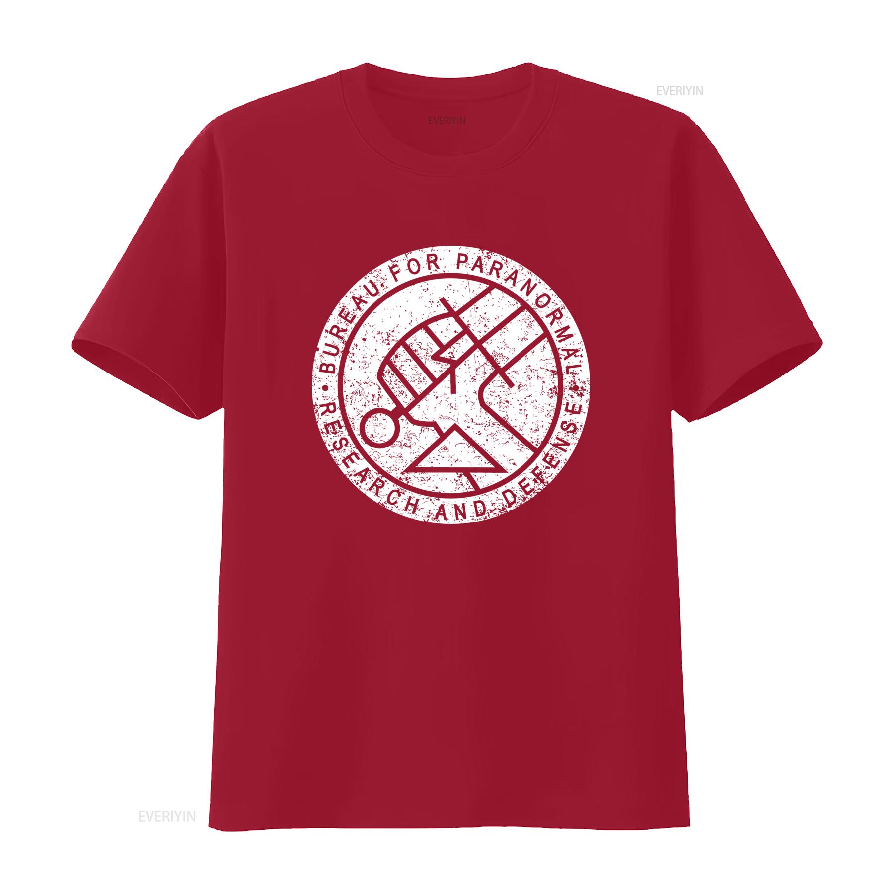 BPRD Hellboy Logo T Shirt Bureau For Paranormal Research And Defense vintage Washed Versatile graphic Casual homme Breathable S