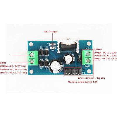 NOYITO Drei-Terminal Spannungsreglermodul LM7805 LM7806 LM7809 LM7812 DC oder AC zu DC 6V 9V 12V Ausgang 1,2A Max Netzteilmodul Klemme und