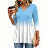 Women's V-Neck Blouse with Three-Quarter Sleeves and Print for Casual Wear