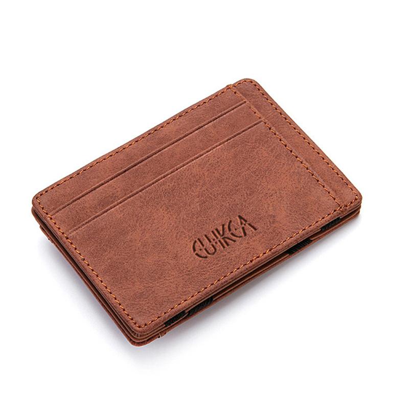 Men Male Pu Leather Small Magic Wallets Zipper Coin Bank Card Case Holder