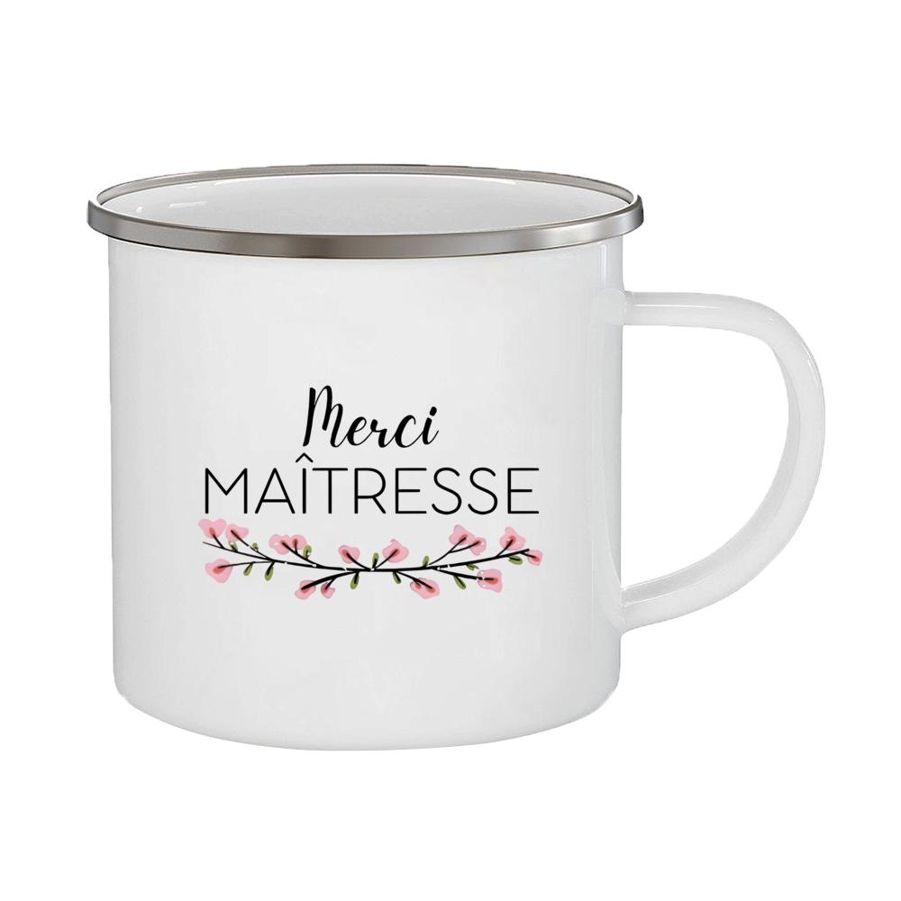 Merci Maîtresse Printed Mugs Coffee Cups Drinks Water Milk Cup Enamel Mug Gifts Idea for Teacher End of School Year Gift