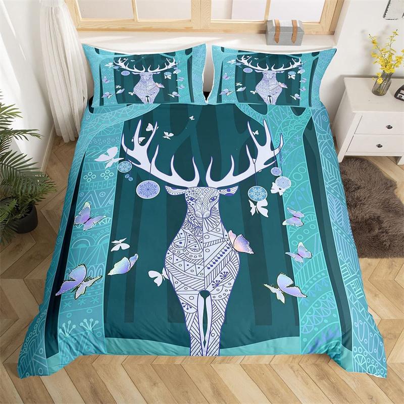 Deer Animal Duvet Cover Collection Twin Queen Size Butterfly Flowers Bedding Collection Microfiber Moon Galaxy Comforter Cover For Girls Teens