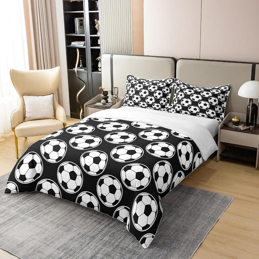 Black and White Football Three-piece Quilt Cover 3D Digital Printing Bedding Set Bed Cover