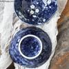 Blue Ceramic Plate Cherry Blossoms Seasoning Dish Dipping Bowl Snack Dish Snack Tray Dessert Plate Taste Dishes Decorative Bowls