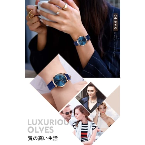 OLEVS Women's Ultra-Thin Wristwatch, Nurse Watch with Second Hand, 12/24 Hour Display, Easy-to-Read Silicone Band, Fashionable Watch for Women (Blue S