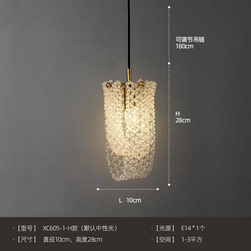 Luxury Gold Lustre Copper Crystal Pendant Lights LED E14 Modern Hanging Lamp Bedside Bedroom Model/Dining Room Kitchen Store Bar