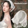 Hair Accessories Retro Flower Lace Triangle Scarf Hair Band White Fashion Bandana Turban Headband For Women Headwarp