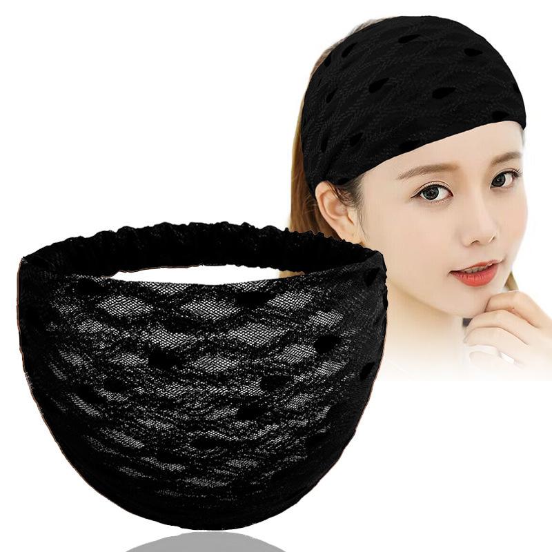 Punkte breiter Rand Stirnband: Atmungsaktives weißes Kopftuch-Set für Yoga, Laufen & Sport - Elastische Haarspange für Frauen