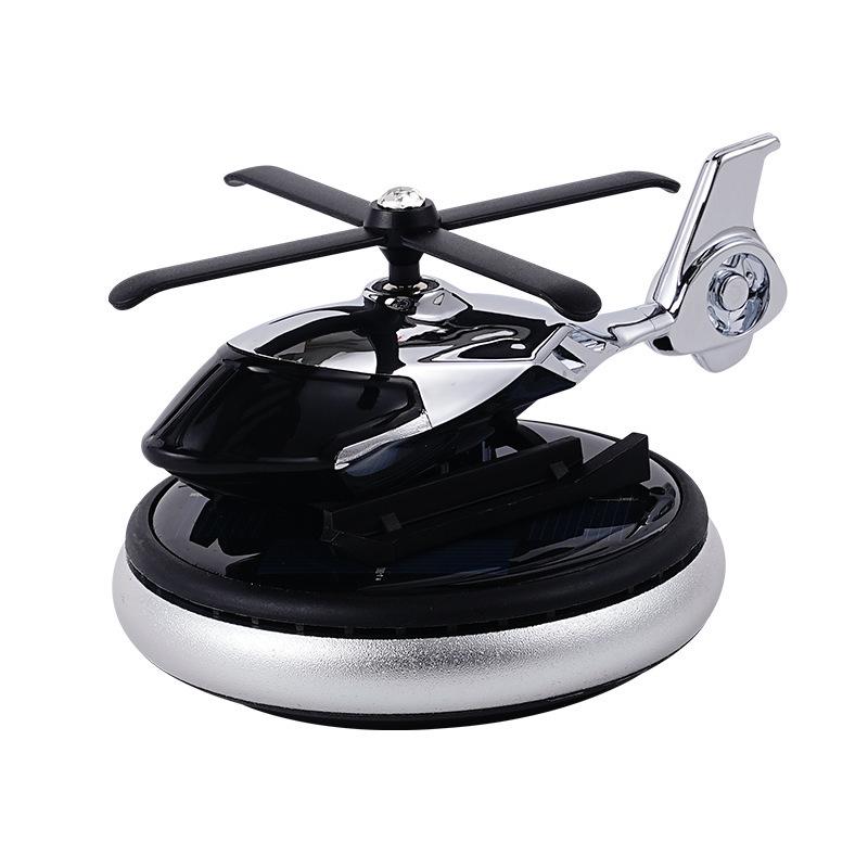Solar-Powered Rotating Helicopter Car Air Freshener - Perfume Holder for Center Console