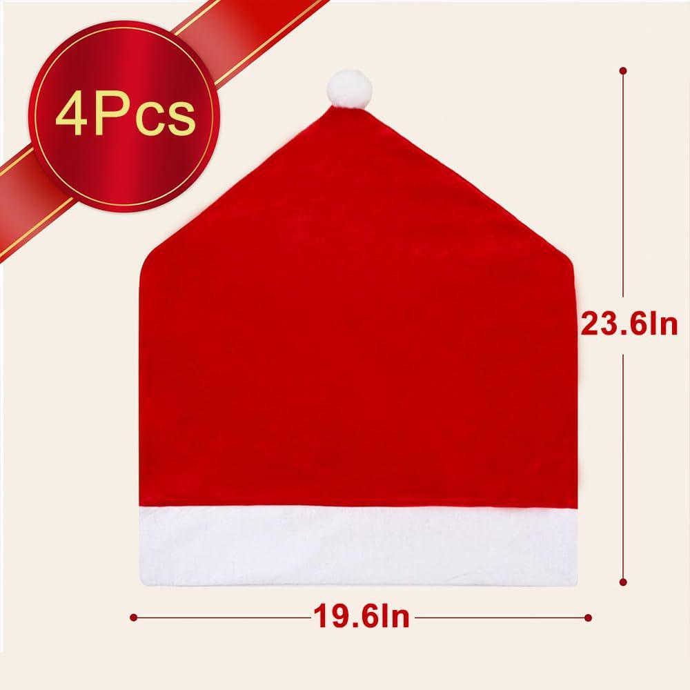 4-Piece Flannel Christmas Chair Covers, Holiday Kitchen Stool & Restaurant Decor