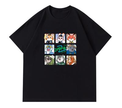 MINISO Zootopia Print T-Shirts Loose Casual Short Sleeve Round Neck T-Shirt Women Men Versatile Fashionable Hot-selling Tees