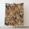 1pc Vintage Cute Chicken Print Flannel Blanket Soft Cozy Knitted All Seasons Colorful for Sofa Bed Office Camping Travel Gift