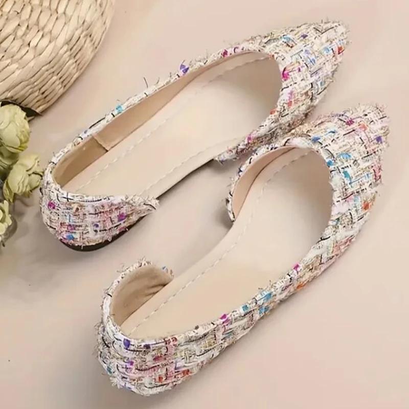 

Туфли с острым носком на плоской подошве, женские повседневные сандалии, вязаные, 2024, модные, новые, прогулочные, классические, удобные, женские туфли 43 розовый