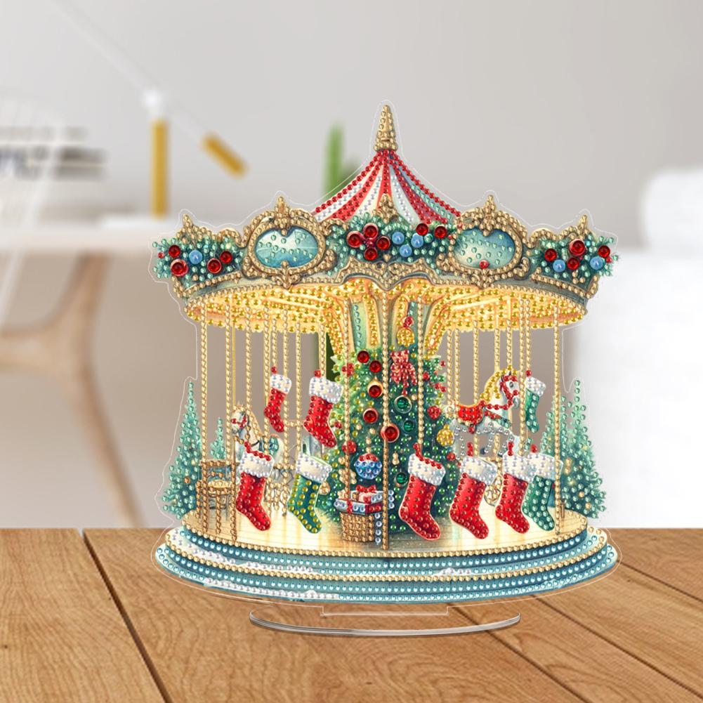 2D Flat Print Xmas DIY Table Top Diamond Painting Ornament Kits 5D DIY Diamond Art Tabletop Decorations Bedroom Table Decoration