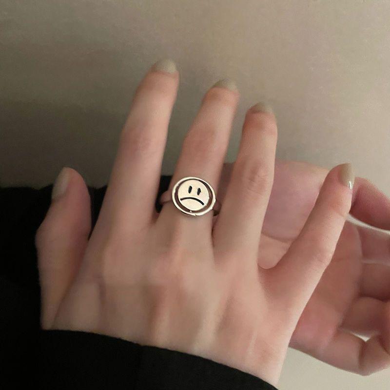 Sweet Cool Wind 2023 New Trend Personality ins Creative Double Smiley Face Mood Opening Harajuku Female Ring Wholesale