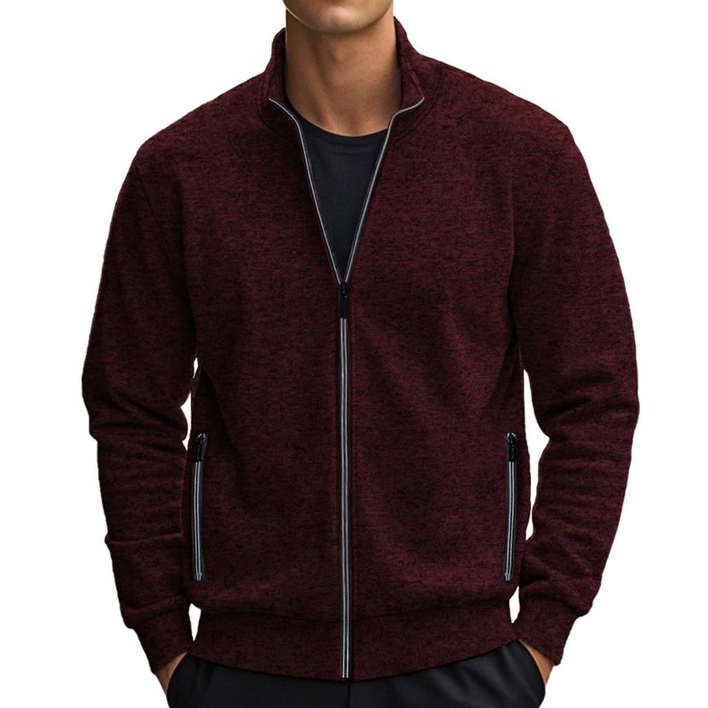 Men's  Standing Collar  American Style  Adding Fleece  Hoodie  Coat