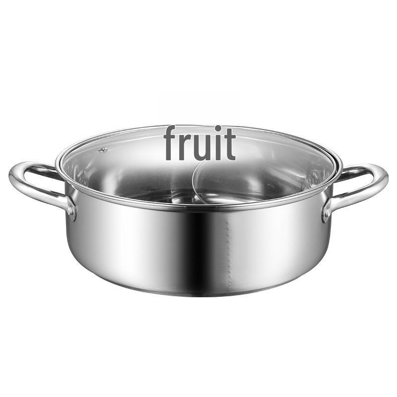 Extra-Thick Stainless Steel Double-Flavored Hot Pot - Large Capacity Shabu-Shabu & Dry Pot