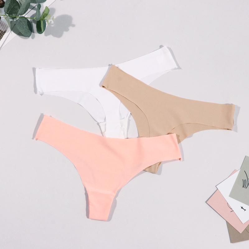 Damen Slips aus Eisseide mit niedriger Taille, Tanga, Unterwäsche, nahtlose Höschen