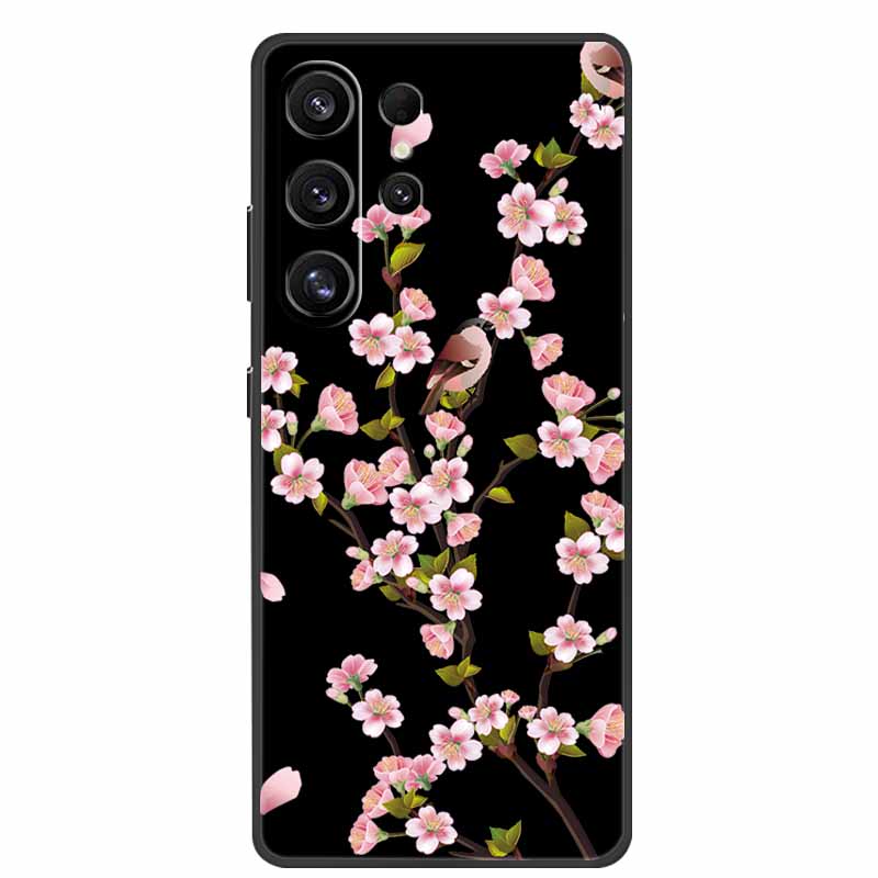 For Samsung Galaxy S26 Ultra Case Cute Floral Black Luxury Soft Silicone Back Cover For Samsung S26 Ultra Cases GalaxyS26 Ultra