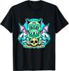Cute Cthulhu Kitten With Pentagram And Skull Graphic Tee Casual Cotton Soft T-Shirt For Men