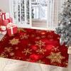 Golden Snowflake Christmas Area Mat - Soft, Absorbent Polyester Mat with Festive Red and Golden Design for Living Room, Bedroom,