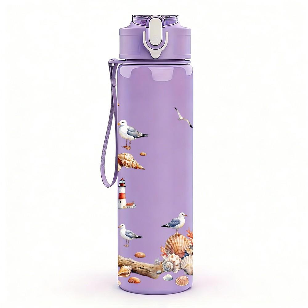 1PC Paper Airplane Flying Kids Pattern 750ml Color Plastic Sports Water Bottle Leakproof Flip Straw Lid Suitable for Sports Office Home Use
