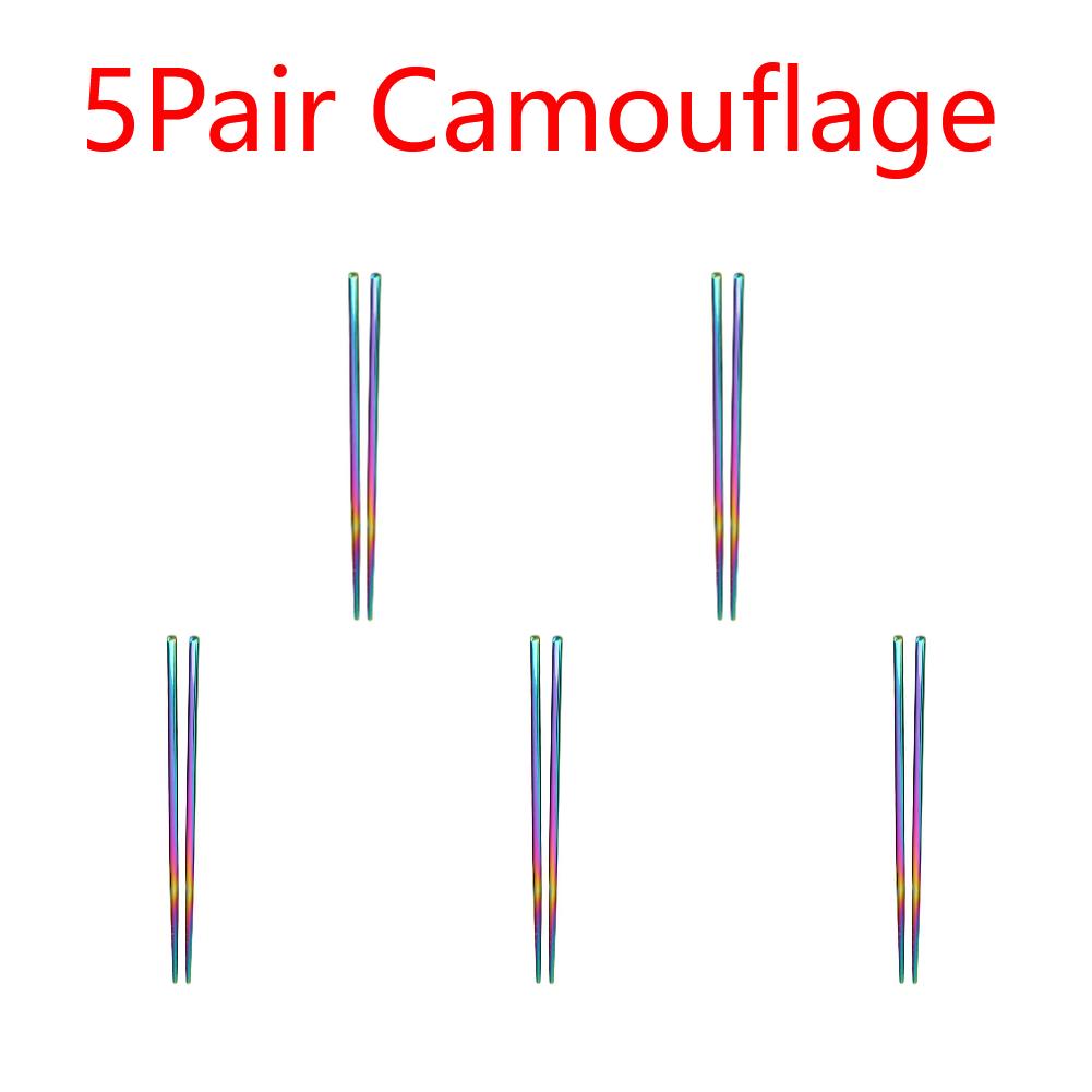 Stainless Steel Reusable Chopsticks Portable Colorful Environmental Protection Food Sticks Anti-skid  Kitchen Tableware Dishware