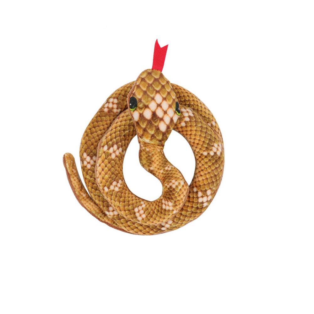 

Imitation Snake Funny Cat Toy Plush Simulation Snake Catnip Rattle Paper Sounding Interactive Nibbling Pet Toys коричневий